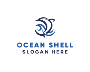 Blue Dolphin Ocean Wave logo design