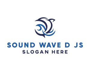 Blue Dolphin Ocean Wave logo design