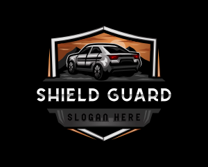 Car Shield Sunset logo design