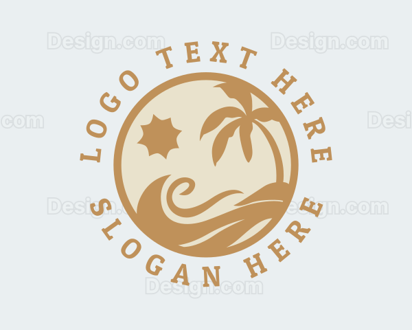Palm Tree Beach Wave Logo
