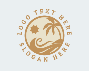 Palm Tree Beach Wave logo