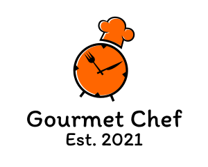 Clock Restaurant Chef logo design