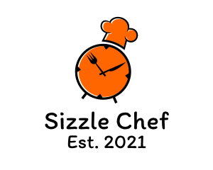 Clock Restaurant Chef logo design