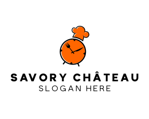 Clock Restaurant Chef logo design