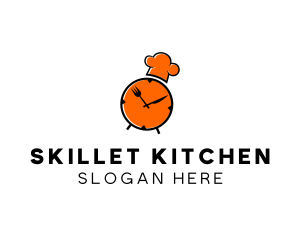 Clock Restaurant Chef logo design