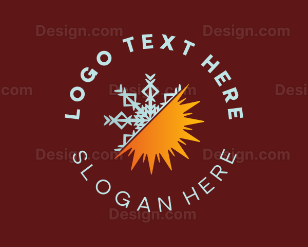 Snowflake Sun Cooling Heating Logo