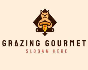 Cute Animal Pizza logo design