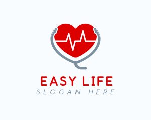 Heart Beat Stethoscope logo design