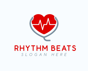 Heart Beat Stethoscope logo design