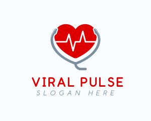 Heart Beat Stethoscope logo design