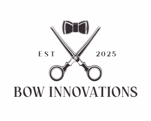 Scissors Barbershop Bow Tie logo