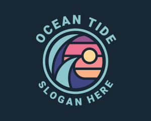 Surfing Sea Wave logo design