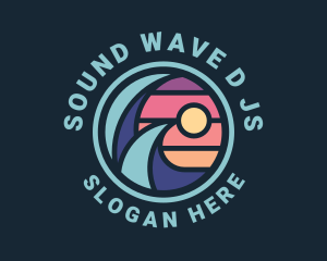 Surfing Sea Wave logo design