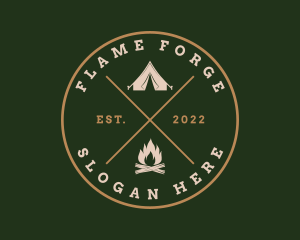 Camping Bonfire Tent logo design