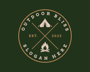 Camping Bonfire Tent logo design