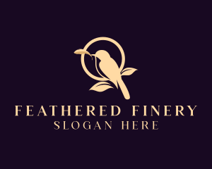 Feather Sparrow Bird logo design