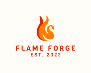 Flaming Swan Bird  logo design