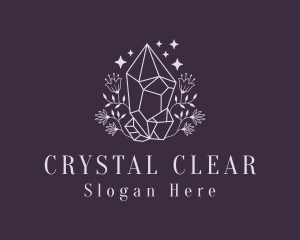 Flower Crystal Gemstone logo design