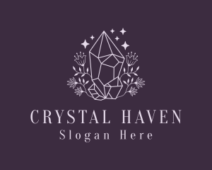 Flower Crystal Gemstone logo design