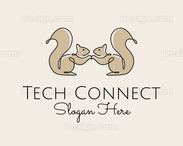 Twin Squirrel Scribble Logo