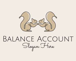 Twin Squirrel Scribble logo design