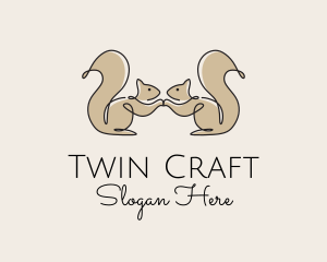 Twin Squirrel Scribble logo design