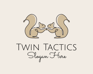 Twin Squirrel Scribble logo design