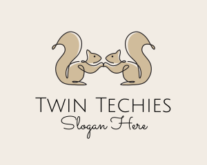 Twin Squirrel Scribble logo design