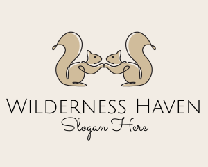 Twin Squirrel Scribble logo design