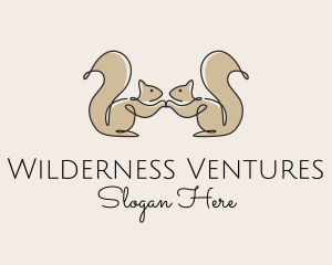 Twin Squirrel Scribble logo design