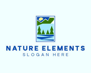 Nature Pine Tree River logo design