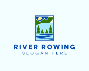 Nature Pine Tree River logo design