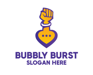 Raised Fist Speech Bubble logo design