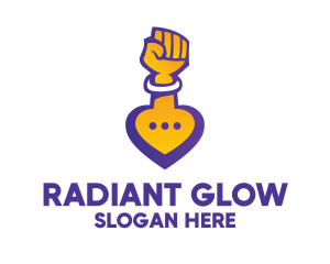 Raised Fist Speech Bubble logo design