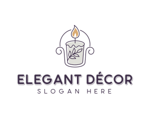 Candlelight Leaf Decor logo design