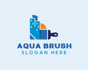 Paint Brush Building Renovation logo design