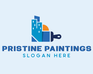 Paint Brush Building Renovation logo design