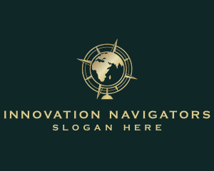 Globe Compass Navigation Direction logo design