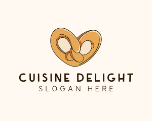 Heart Pretzel Knot logo design