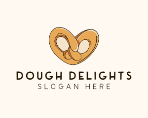 Heart Pretzel Knot logo design