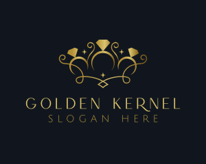 Golden Ring Crown Jewelry logo design