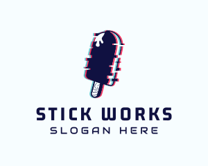 Glitch Popsicle Stick logo design