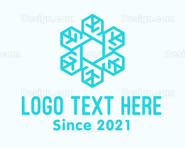 Blue Snowflake Outline Logo