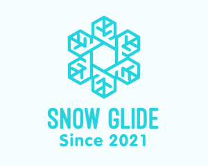 Blue Snowflake Outline  logo design