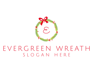 Christmas Ribbon Wreath logo design