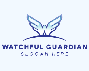 Blue Wings Letter W logo design