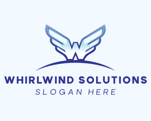 Blue Wings Letter W logo design