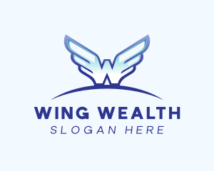 Blue Wings Letter W logo design