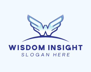 Blue Wings Letter W logo design