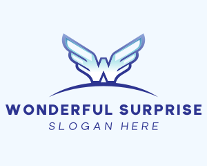 Blue Wings Letter W logo design